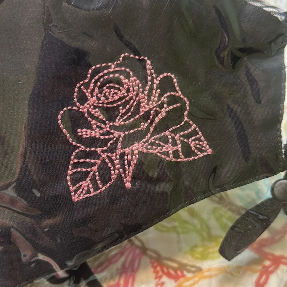 Johnny Was Black Face Mask with Pink Butterfly Embroidery (5 pack)